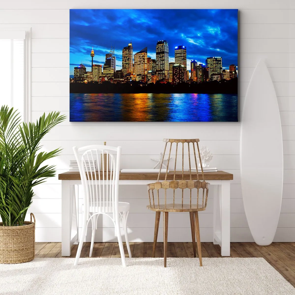 Quadro em tela - Uma noite de luzes e cores - 120x80 cm
