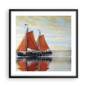 Pôster com moldura preta - A velejar, marujo… - 50x50 cm