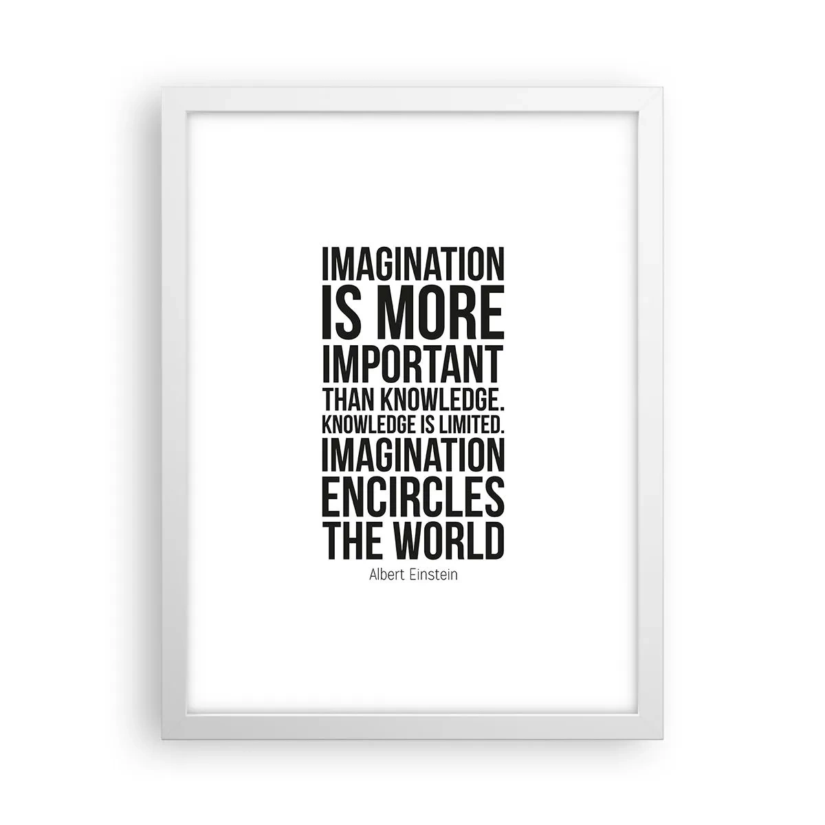 Pôster em moldura branca - Einstein sobre o poder da imaginação - 30x40 cm