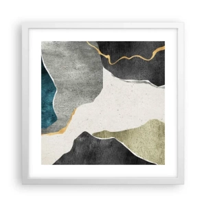 Pôster em moldura branca - Composição de mosaico com fio de ouro - 40x40 cm