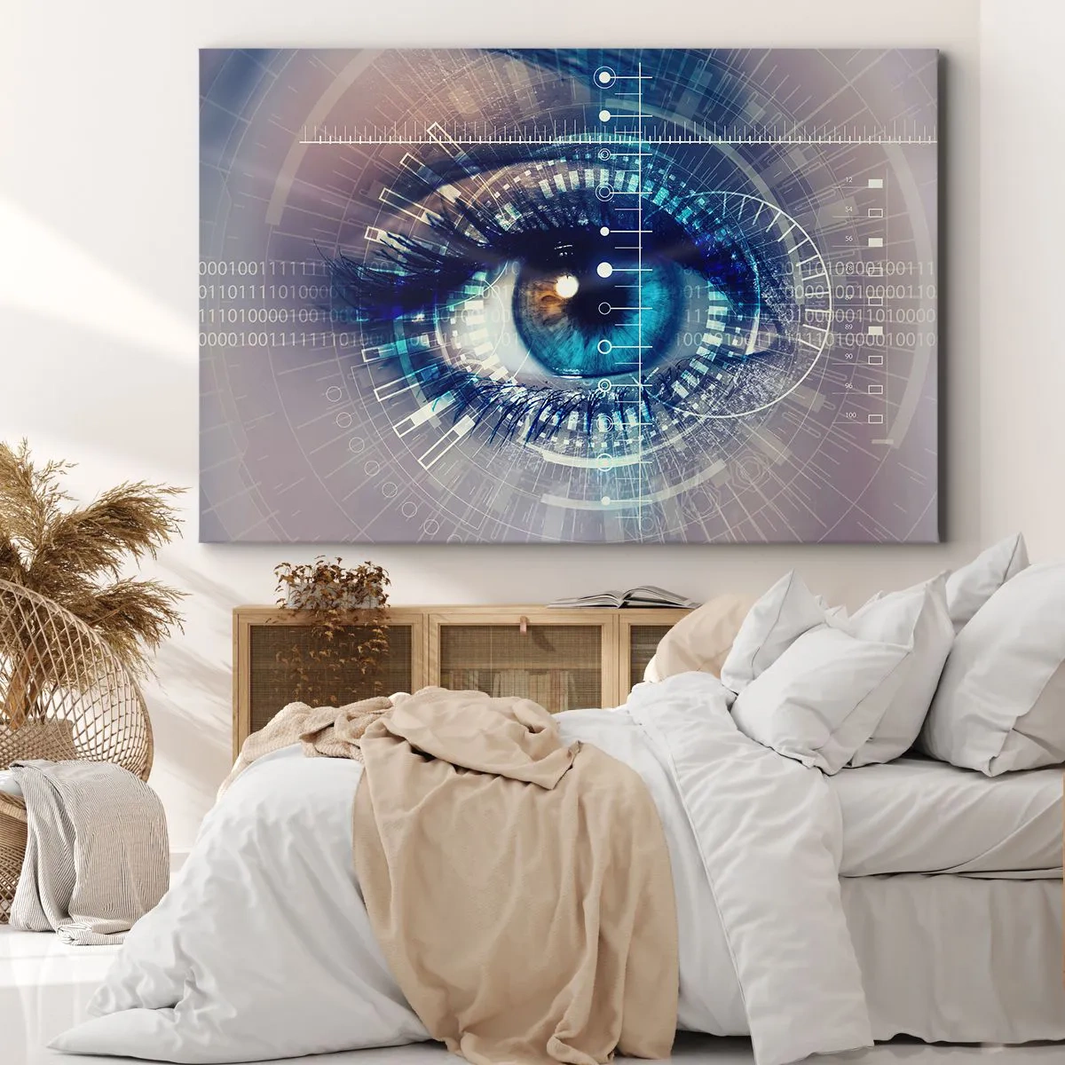 Quadro em tela - Um olhar tecnológico com uma interface futurista - 70x50cm - Achas que me conheces - Decoração de parede moderna para a sala de estar e quarto ARTTOR