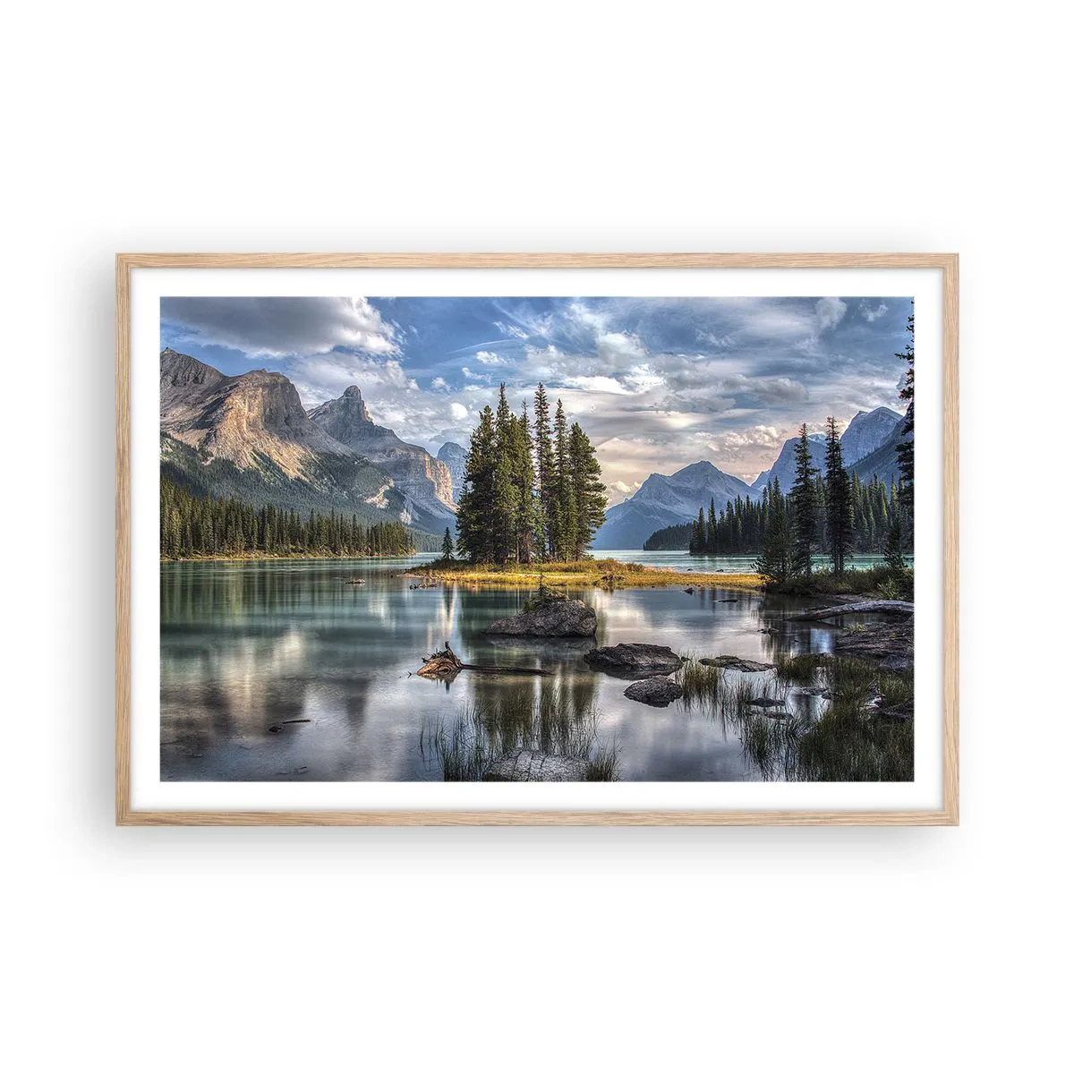 Pôster com moldura de carvalho claro - Por águas grandes e límpidas… - 91x61 cm