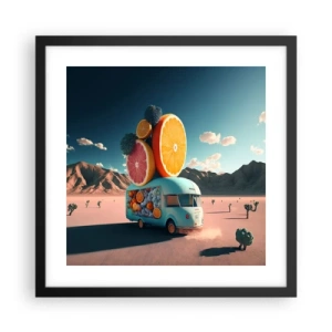 Pôster com moldura preta - O sabor das férias - 40x40 cm