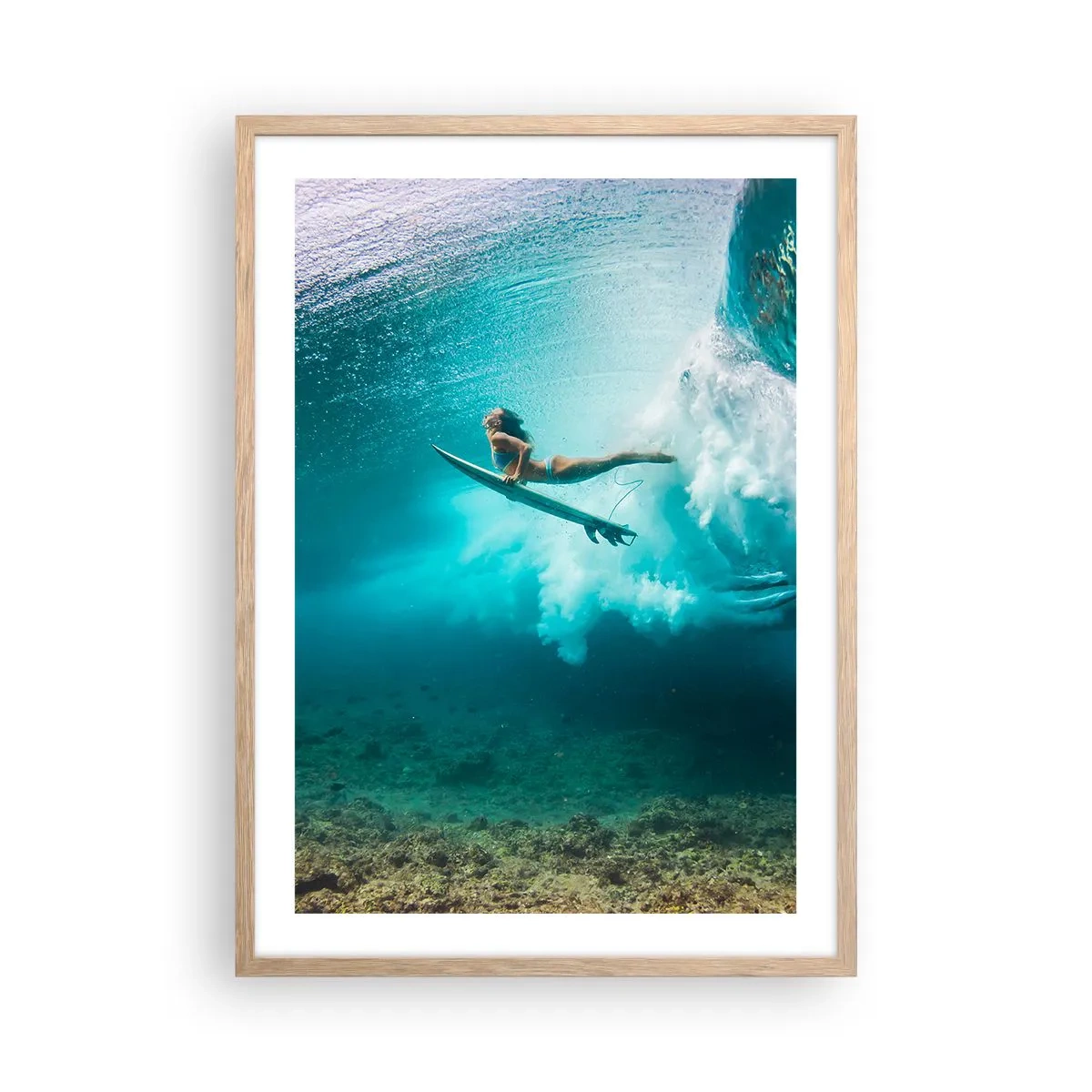 Pôster com moldura de carvalho claro - O mundo subaquático - 50x70 cm