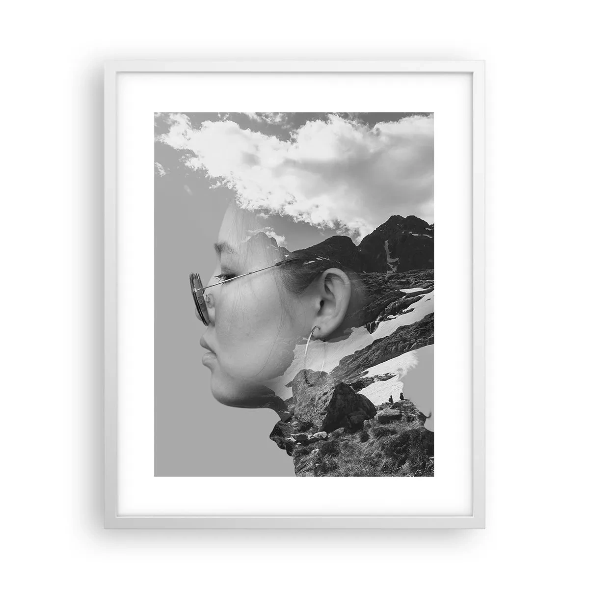 Pôster em moldura branca - Retrato das montanhas e da nuvem - 40x50 cm