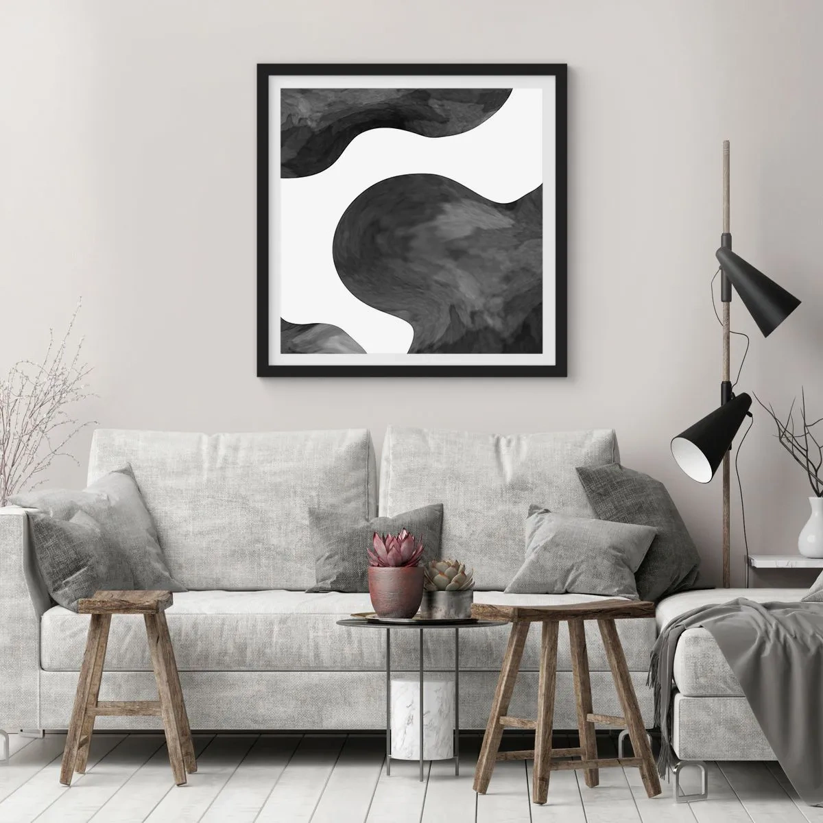 Pôster com moldura preta - Via Láctea - 60x60 cm