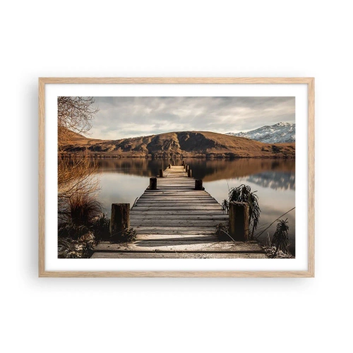 Pôster com moldura de carvalho claro - Paisagem em silêncio - 70x50 cm