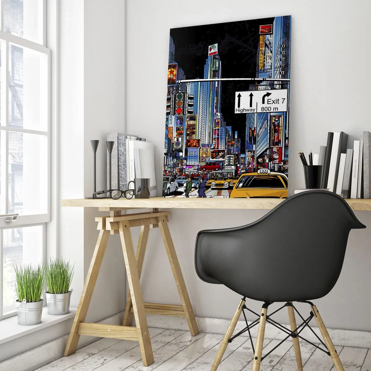 Quadro em vidro - Grande Noite em Cartoon - 50x70 cm