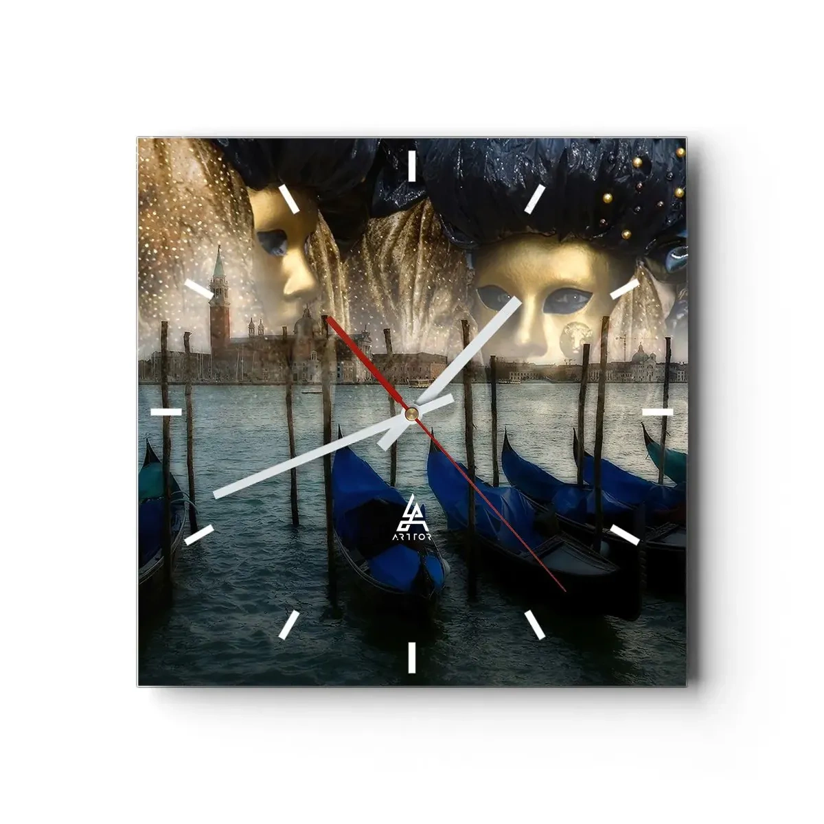 Relógio de parede - Relógio em vidro - Hora do Carnaval - 40x40 cm