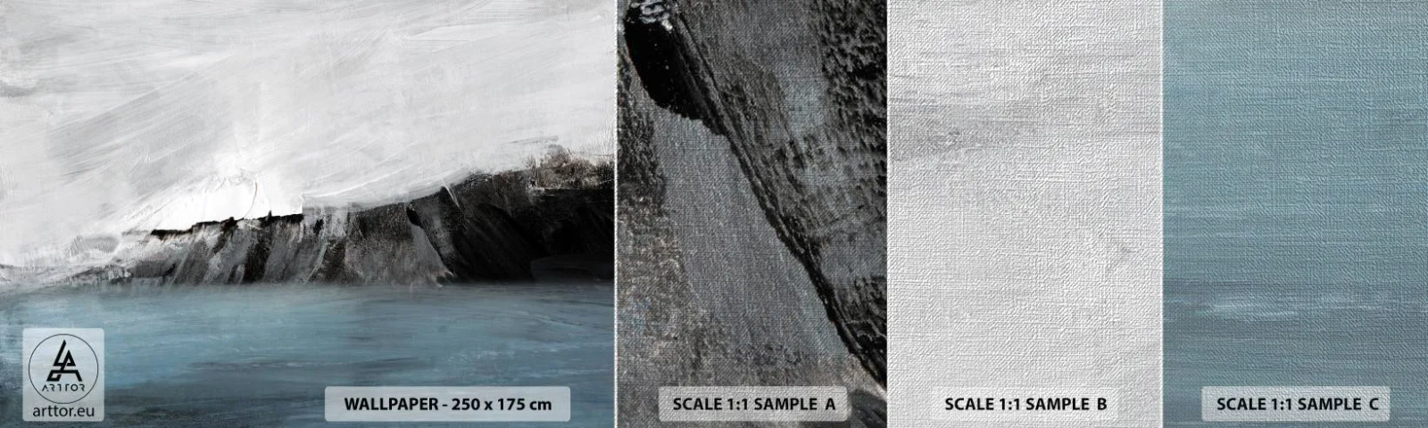 Amostra de papel de parede Premium Canvas - Água – terra: choque dos elementos - Costa, Paisagem, Mar - 100x30 cm