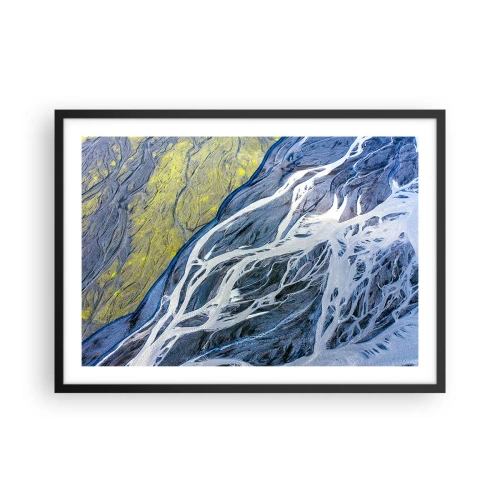 Pôster com moldura preta - Pinturas rupestres da natureza - 70x50 cm