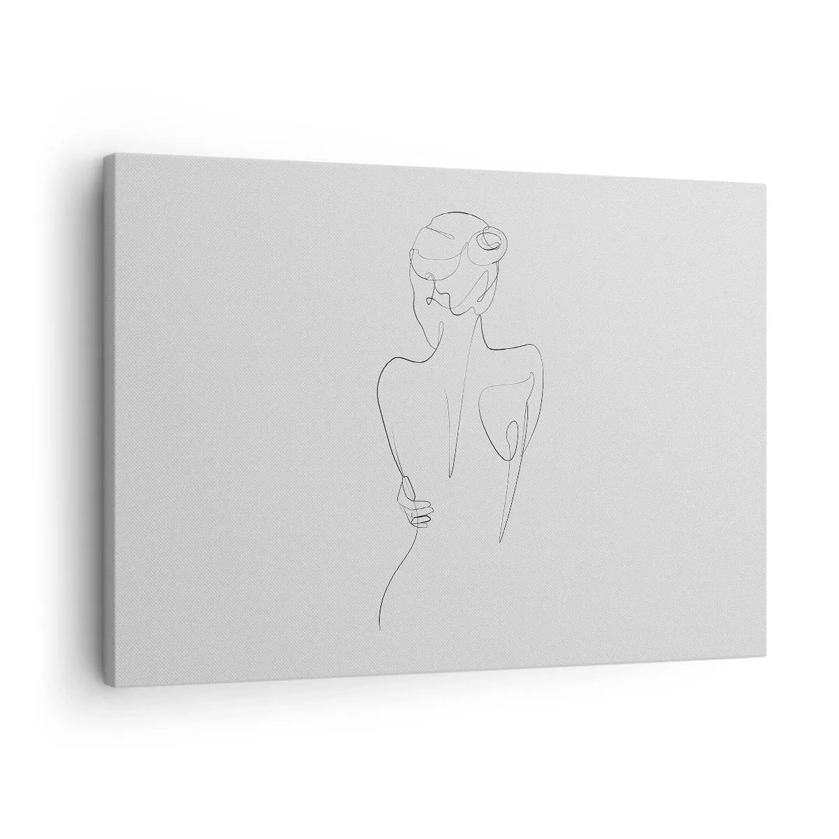 Quadro em tela - Uma linha de contorno mostrando uma silhueta feminina contra um fundo claro - 70x50cm - Música corporal - Decoração de parede moderna para a sala de estar e quarto ARTTOR