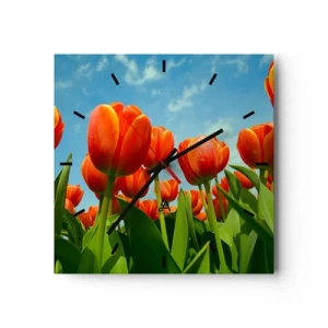 Relógio de parede - Relógio em vidro - Além do céu azul, nada mais é necessário na vida - 30x30 cm