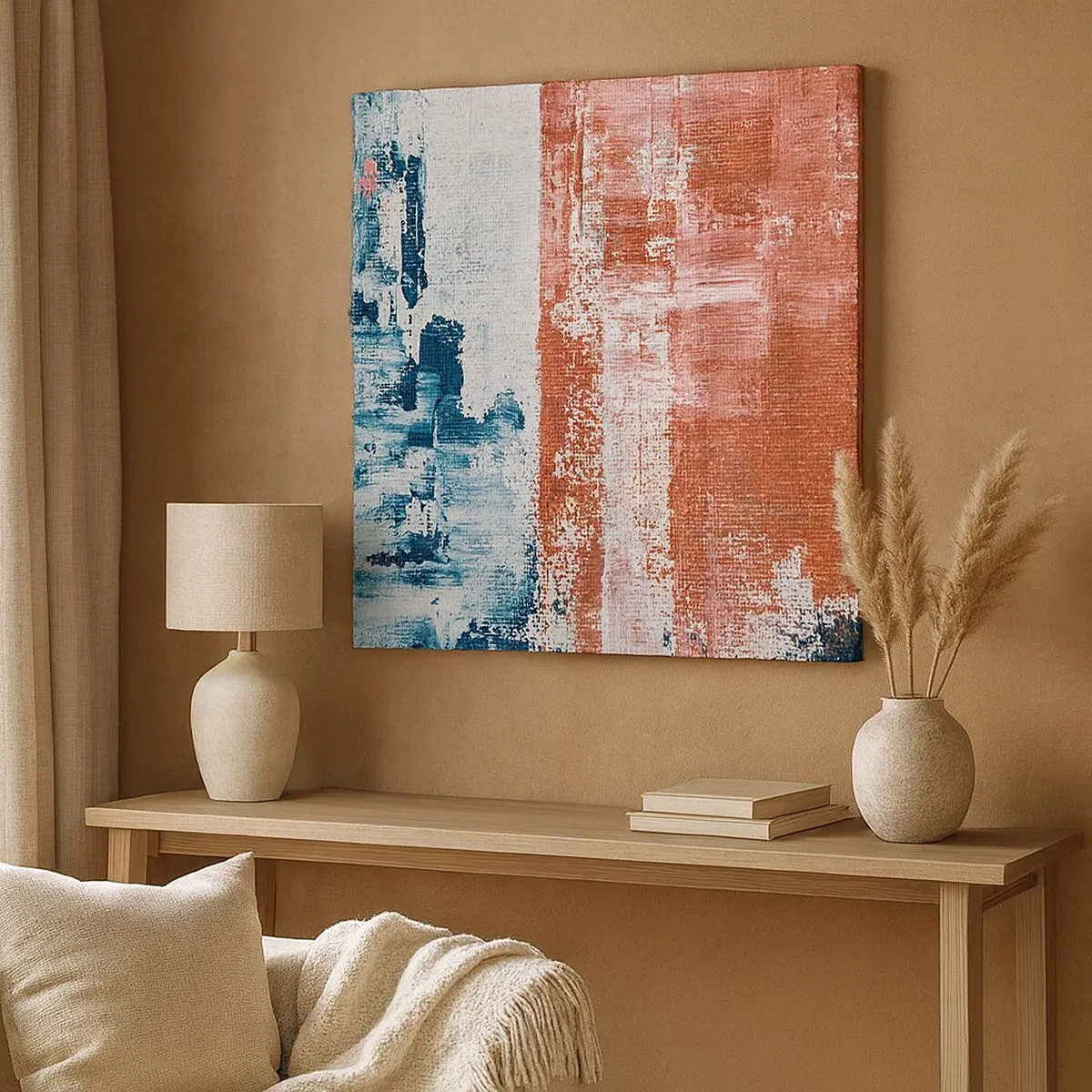 Quadro em tela - Meio a meio abstrato - 30x30 cm