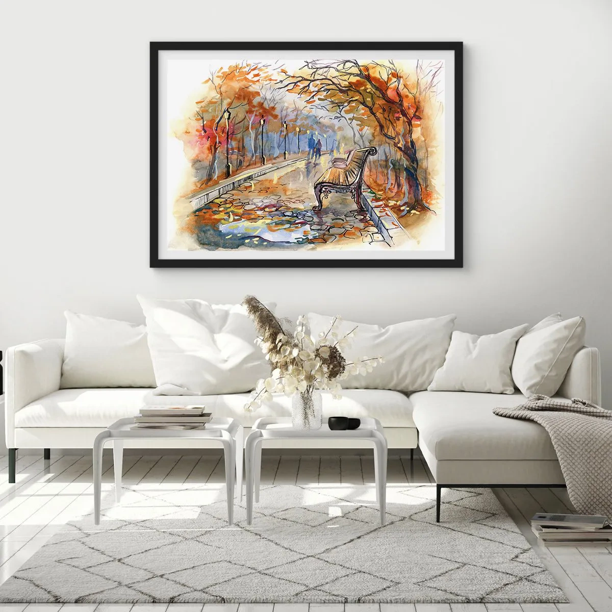 Pôster com moldura preta - Juntos pelo outono - 100x70 cm