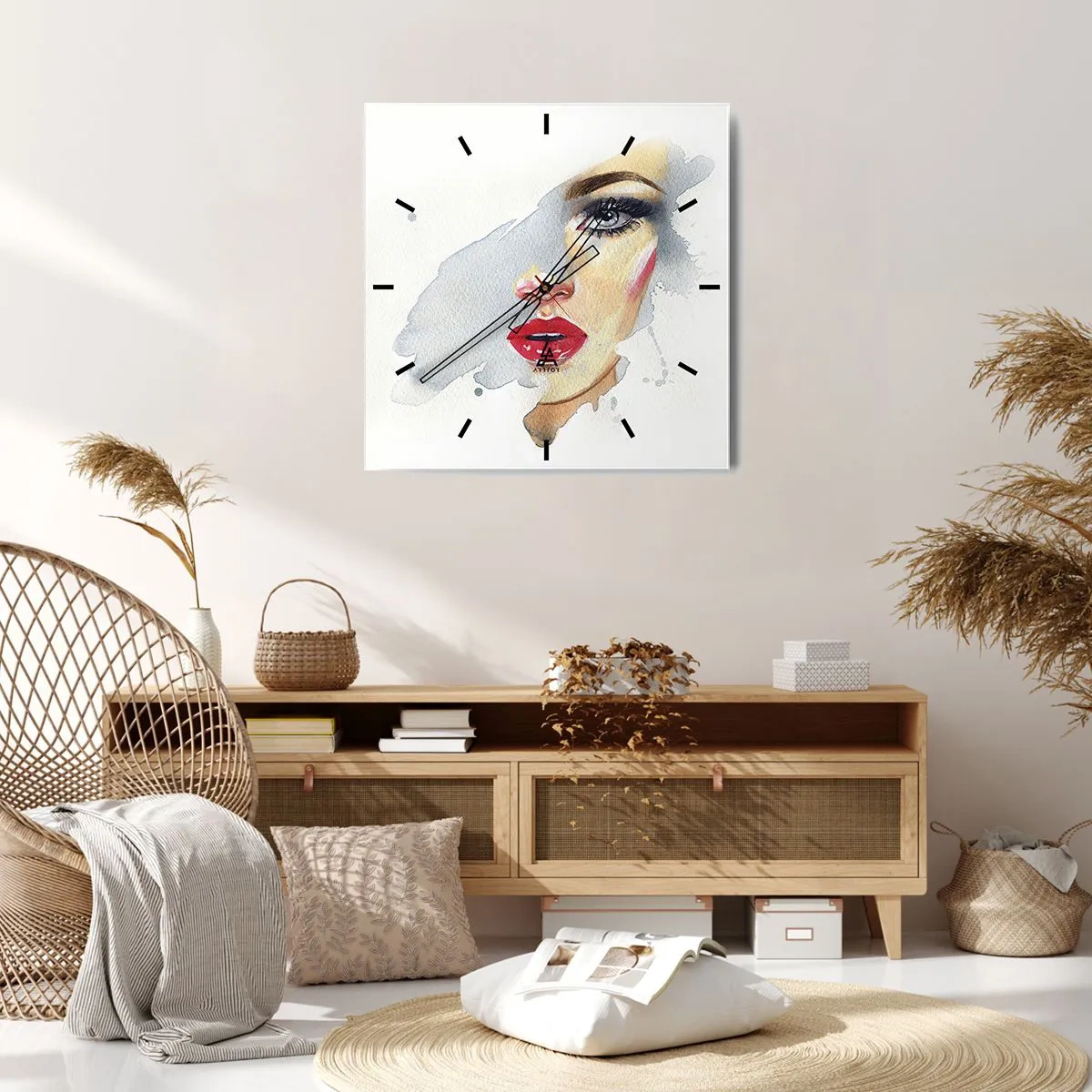 Relógio de parede - Relógio em vidro - Reflexão numa gota de água - 30x30 cm