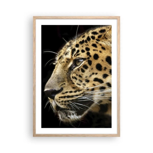 Pôster com moldura de carvalho claro - Calmo, focado, pronto - 50x70 cm