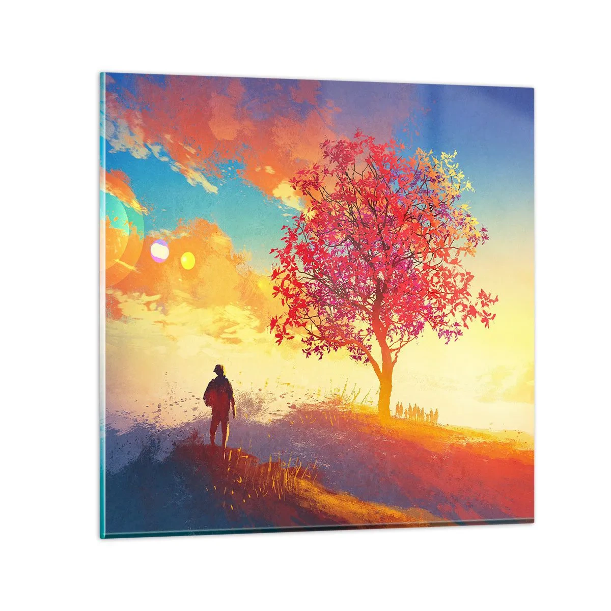 Quadro em vidro - O peregrino no seu destino - 30x30 cm