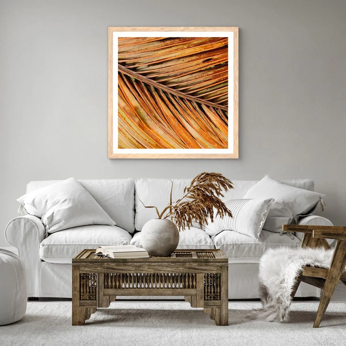 Pôster com moldura de carvalho claro - Ouro de coco - 40x40 cm