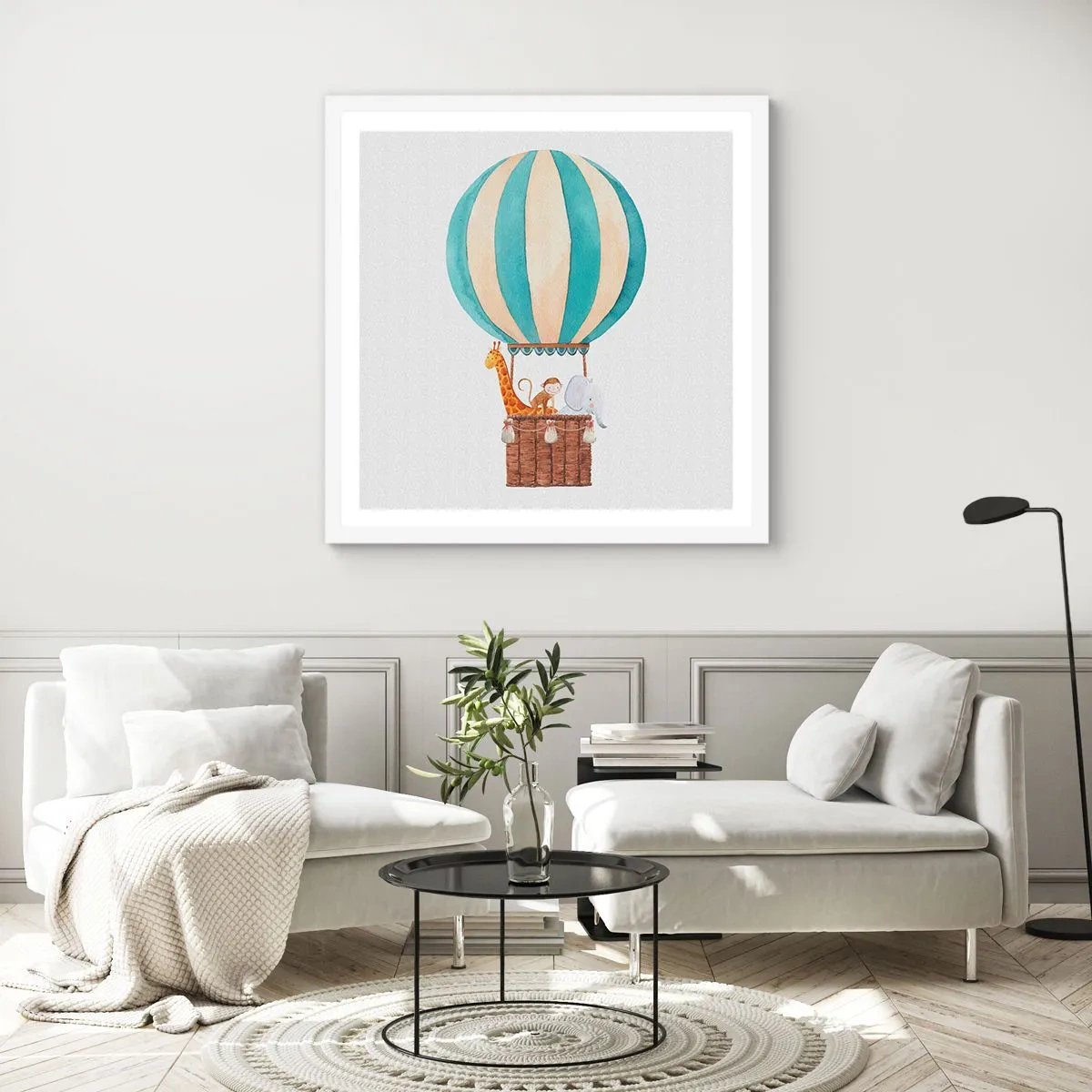 Pôster em moldura branca - Viagem fantástica - 60x60 cm