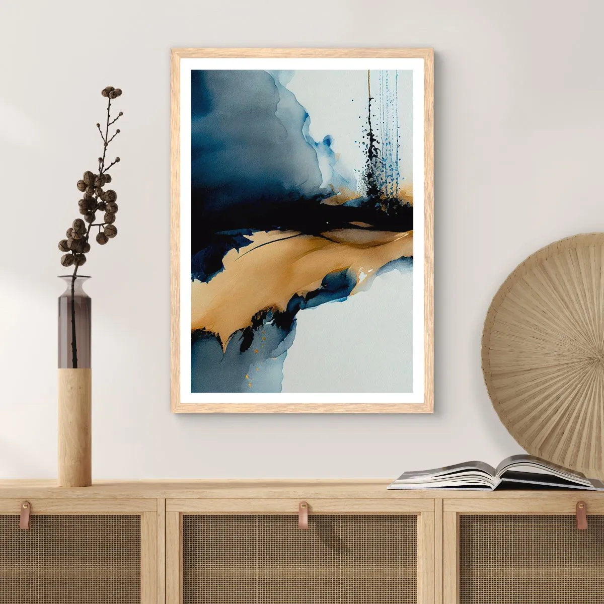 Pôster com moldura de carvalho claro - Atrás da cortina - 50x70 cm