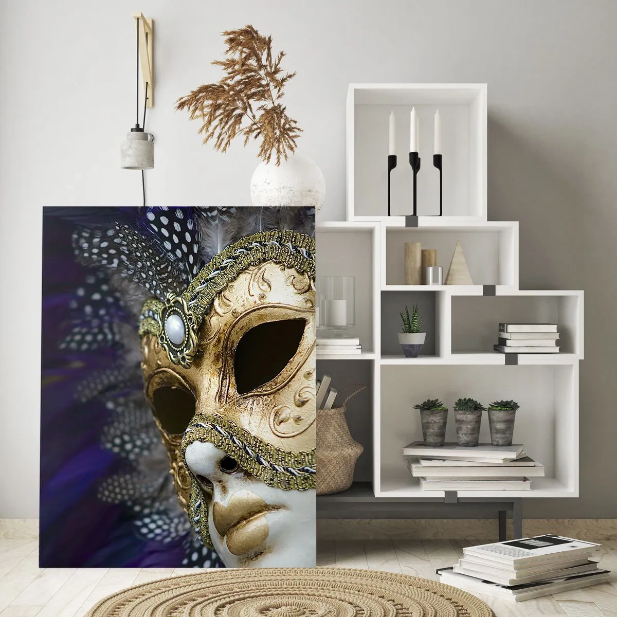 Quadro em vidro - Retrato veneziano em ouro - 50x70 cm