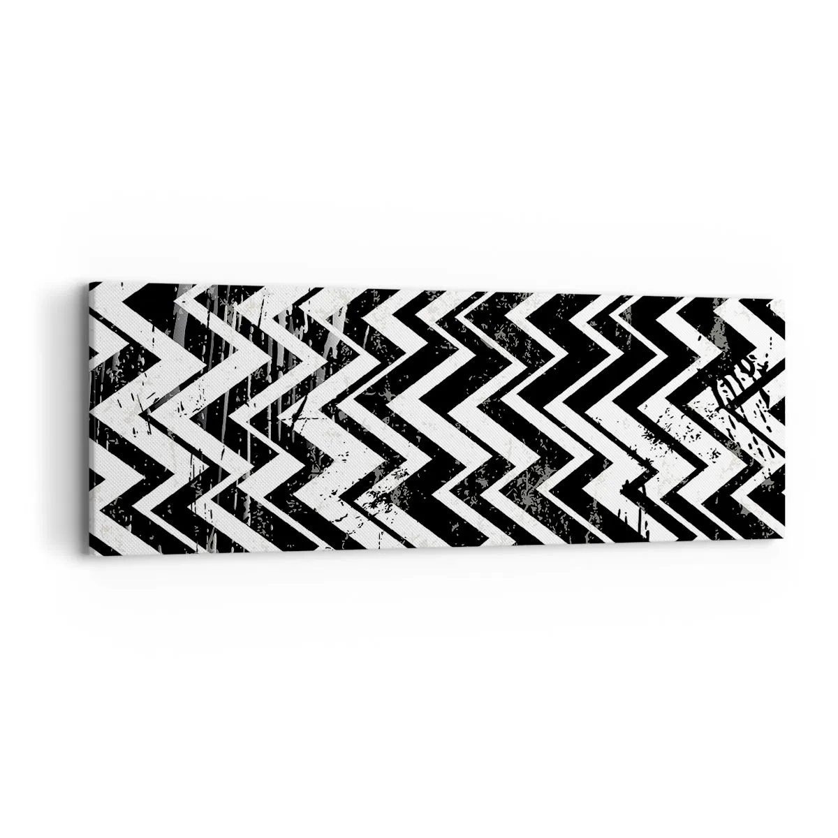 Quadro em tela - Zig-branco, zag-preto - 90x30 cm