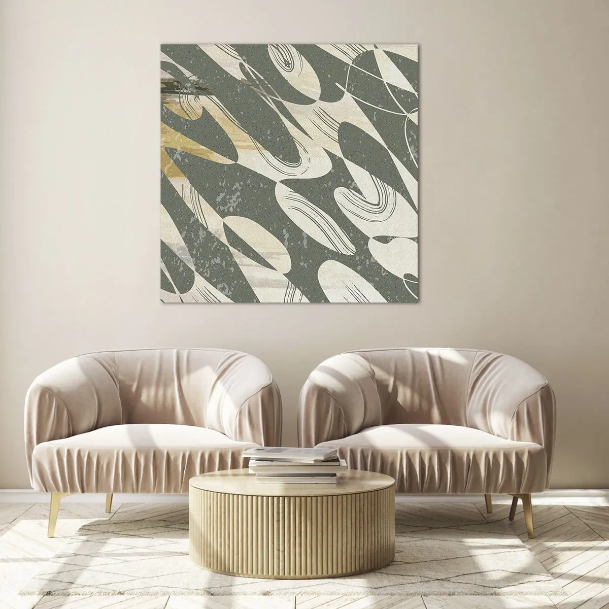 Quadro em vidro - Abstração rítmica - 50x50 cm