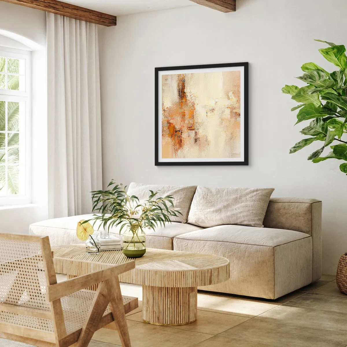 Pôster com moldura preta - Alma de âmbar - 40x40 cm