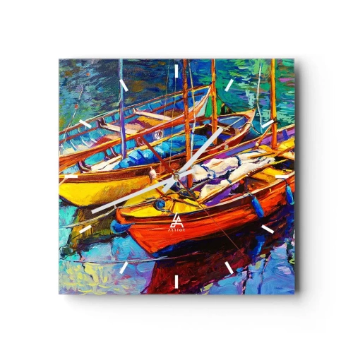 Relógio de parede - Relógio em vidro - Em águas espessas pelas cores - 30x30 cm