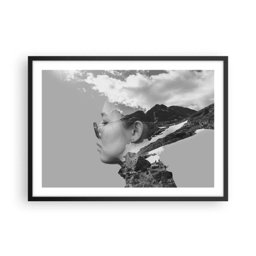 Pôster com moldura preta - Retrato das montanhas e da nuvem - 70x50 cm