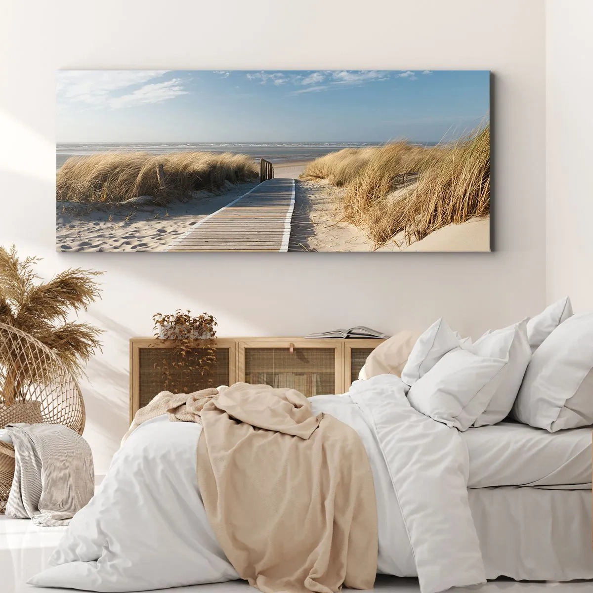 Quadro em tela - Atrás da duna, ao som da relva - 100x40 cm