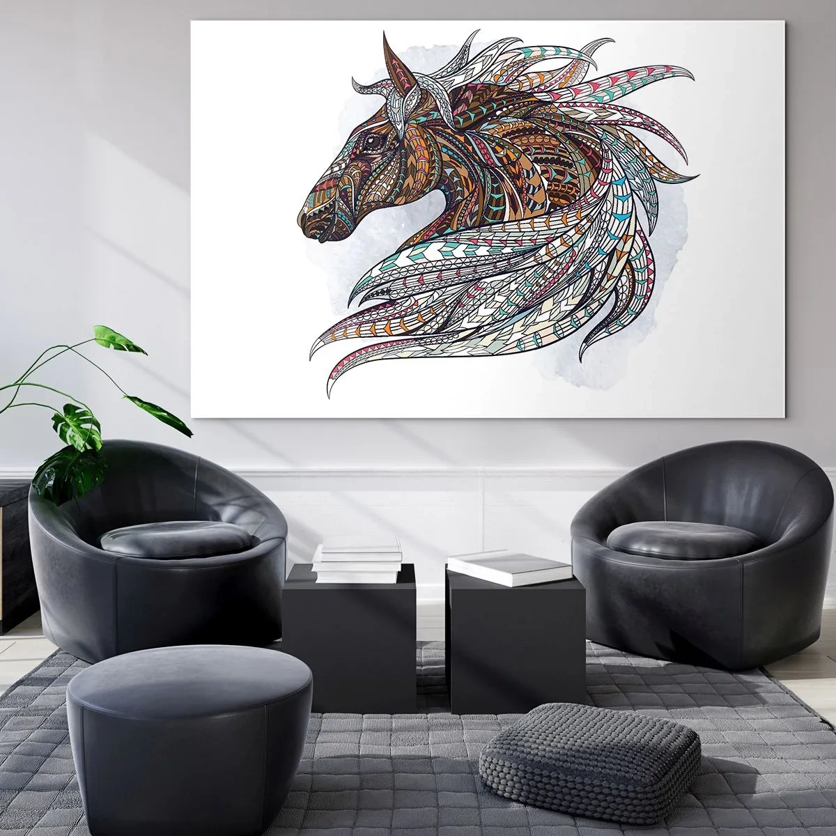 Quadro em vidro - Corcel do guerreiro celta - 100x70 cm
