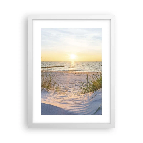 Pôster em moldura branca - O som do mar, o canto dos pássaros, a praia selvagem entre a relva... - 30x40 cm