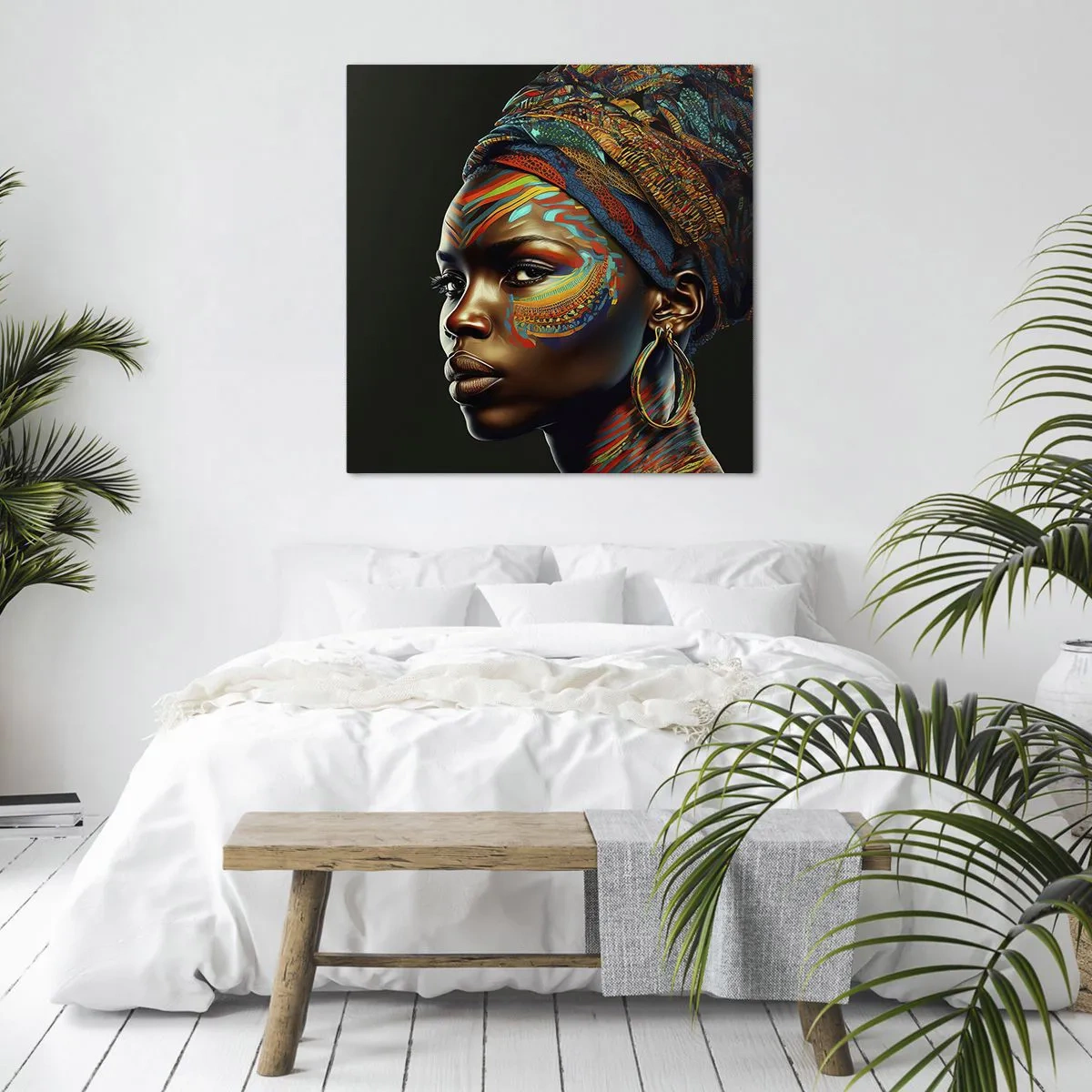 Quadro em tela - Rainha africana - 60x60 cm