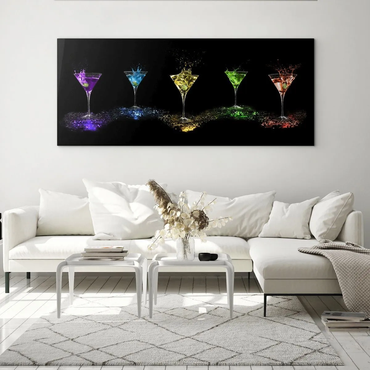 Quadro em vidro - Cores da alegria no vidro de cristal - 90x30 cm