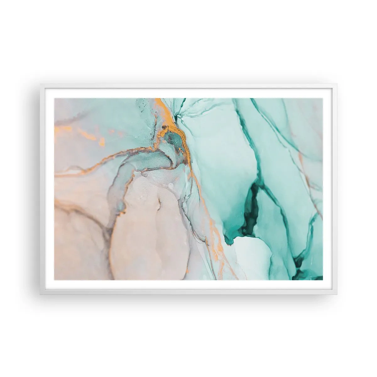 Pôster em moldura branca - Dança das formas e cores - 100x70 cm