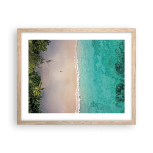 Pôster com moldura de carvalho claro - Praia do paraíso - 50x40 cm