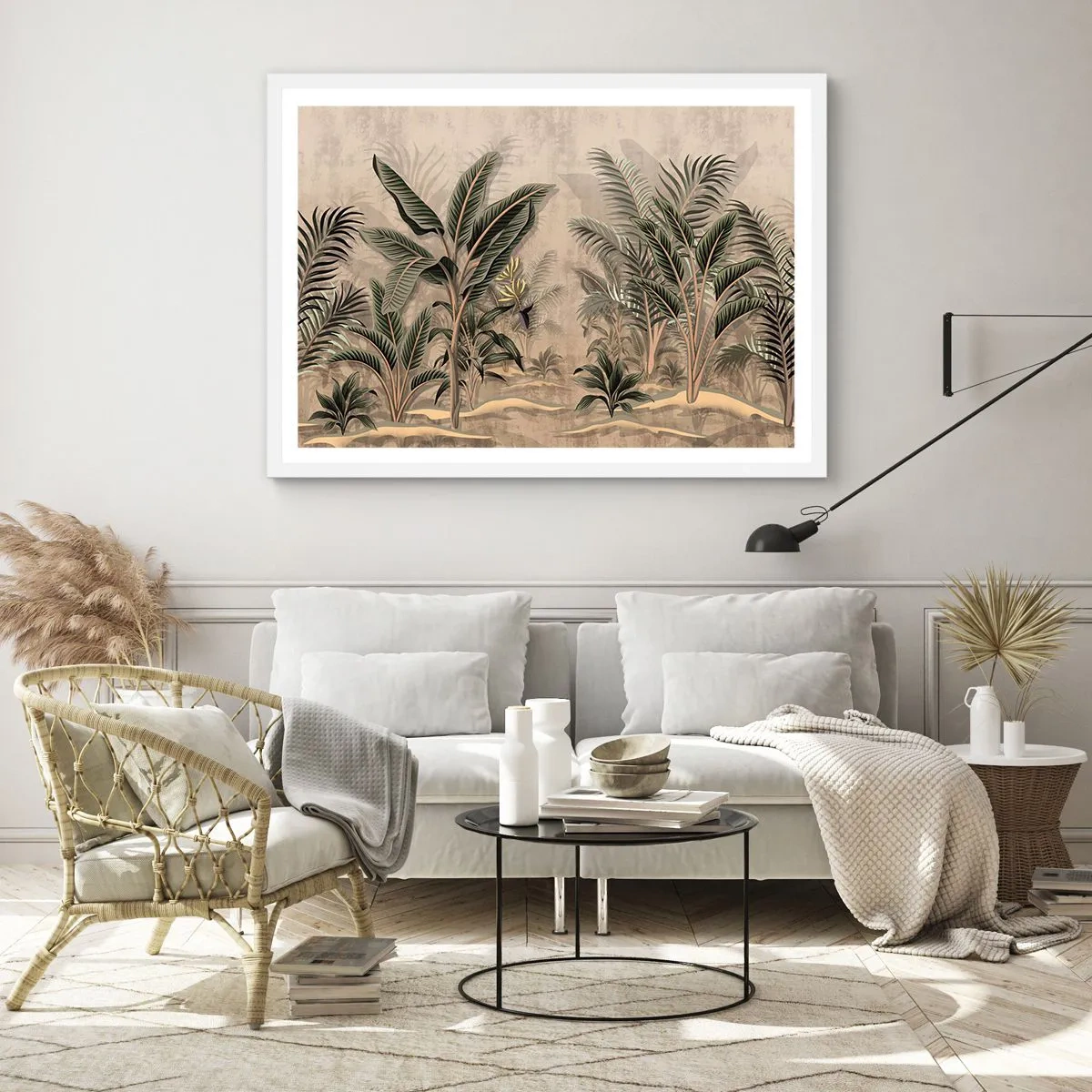 Pôster em moldura branca - Gravura em estilo colonial - 40x30 cm