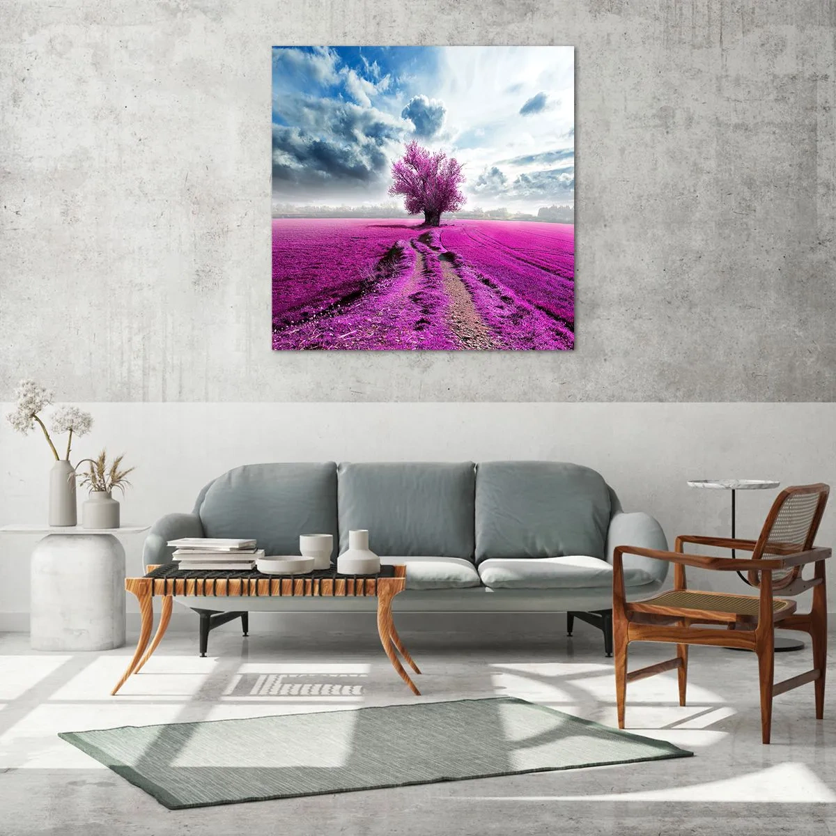 Quadro em vidro - Charmosa charneca - 50x50 cm