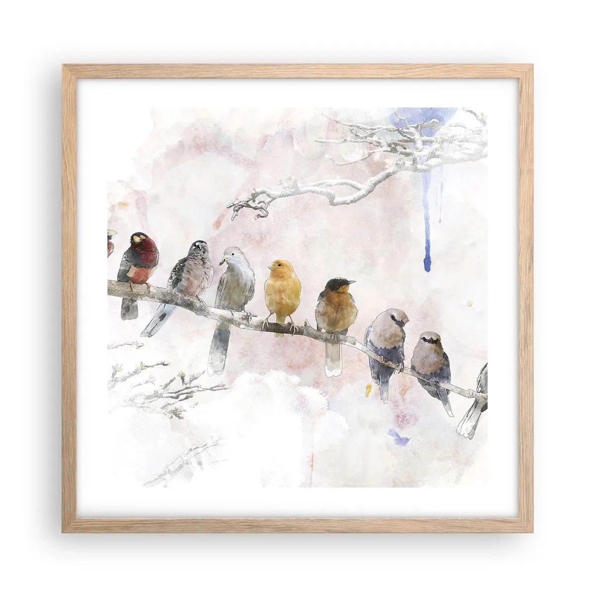 Pôster com moldura de carvalho claro - Reunião alada - 50x50 cm