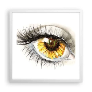 Pôster em moldura branca - Um olhar tão quente como o verão - 50x50 cm