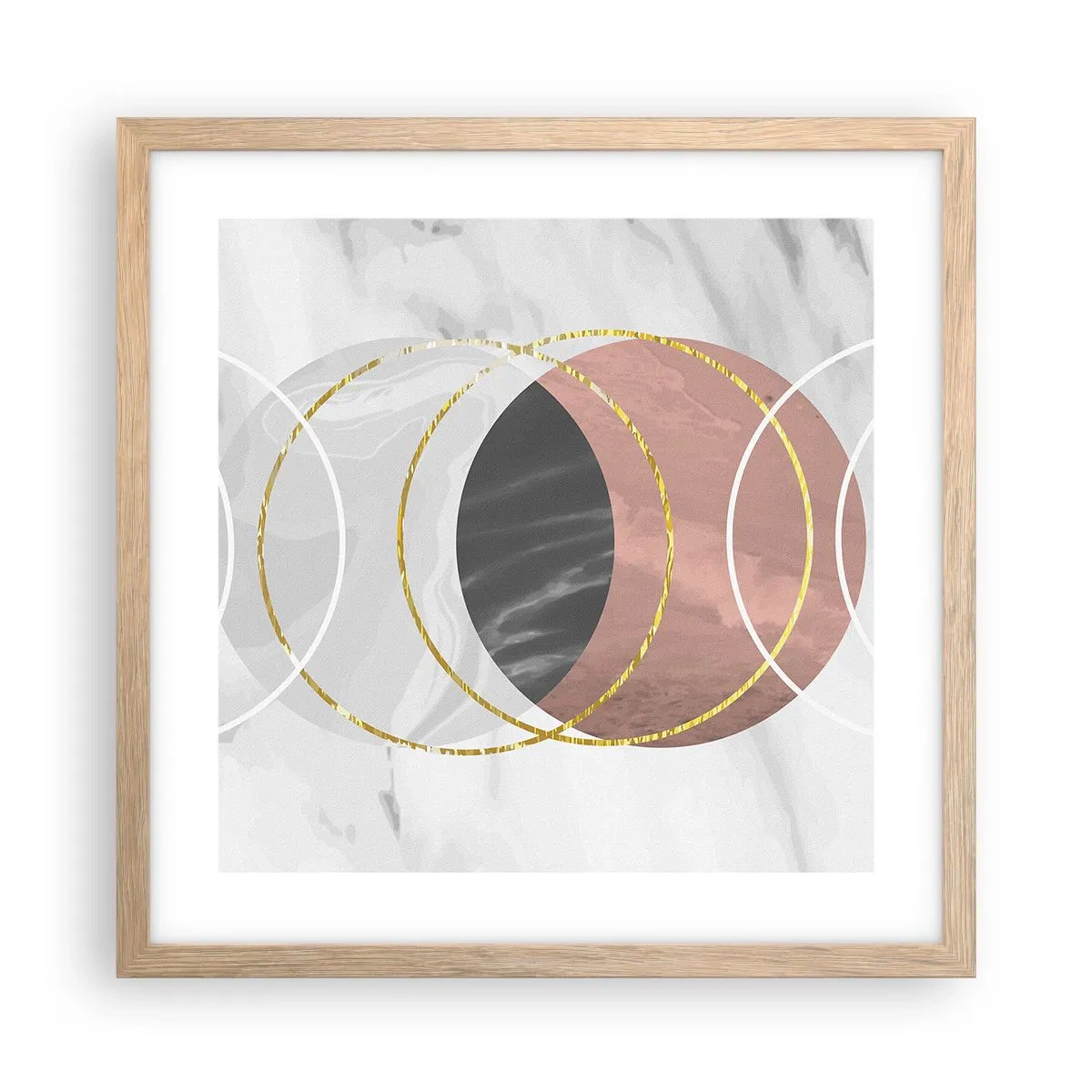 Pôster com moldura de carvalho claro - Música das esferas - 40x40 cm
