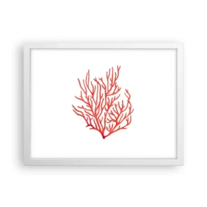 Pôster em moldura branca - Filigrana coral - 40x30 cm
