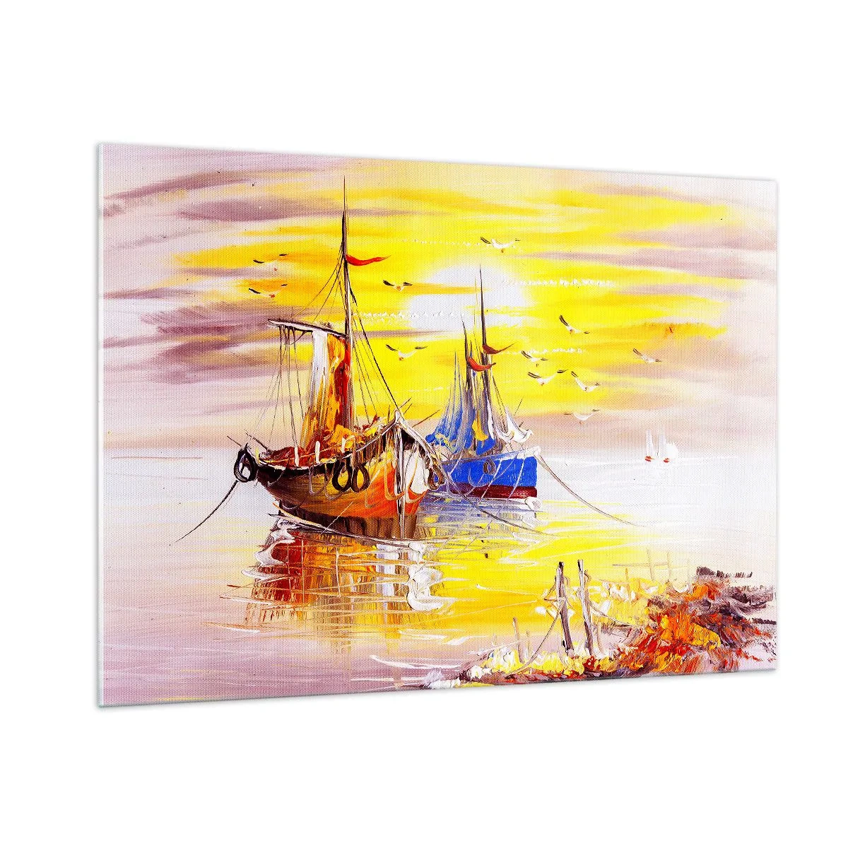 Quadro em vidro - Um merecido descanso no porto - 100x70 cm