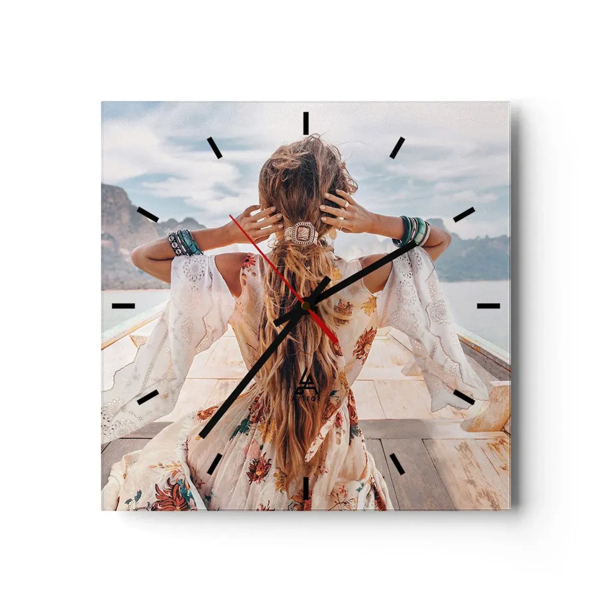 Relógio de parede - Relógio em vidro - A caminho da felicidade - 30x30 cm