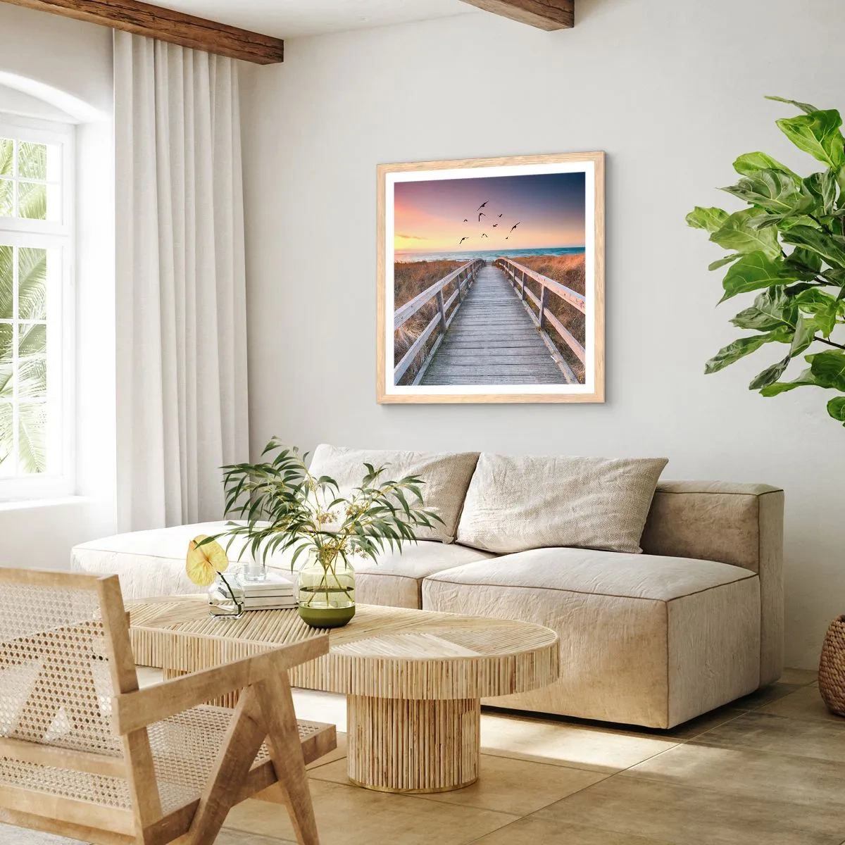 Pôster com moldura de carvalho claro - O espaço das alturas - 60x60 cm