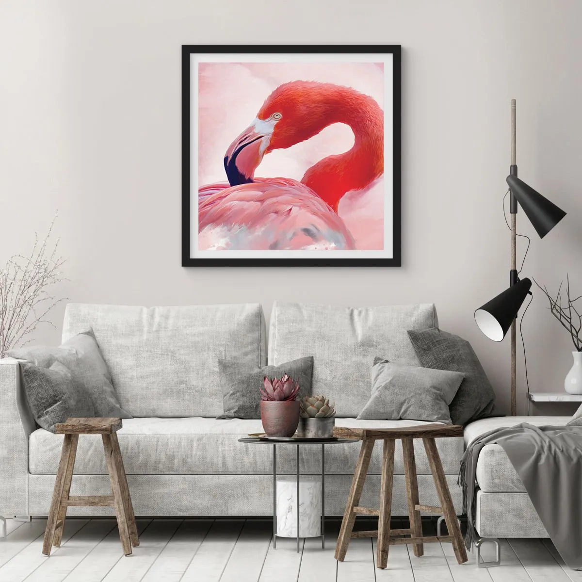 Pôster com moldura preta - Beleza das aves - 50x50 cm