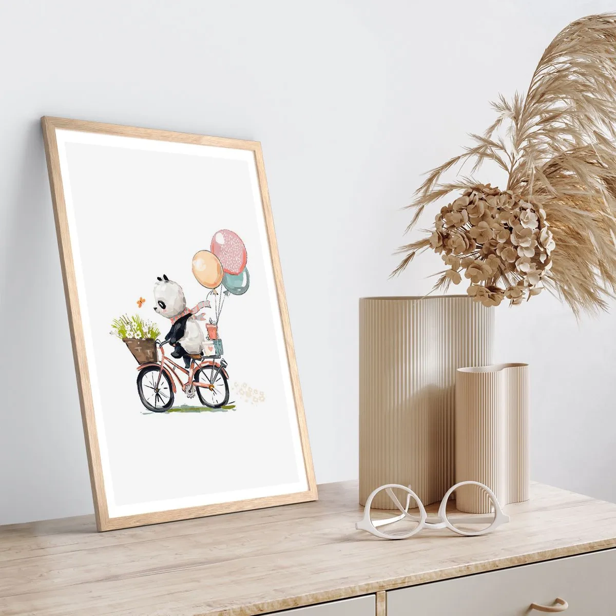 Pôster com moldura de carvalho claro - Dia feliz  - 70x100 cm