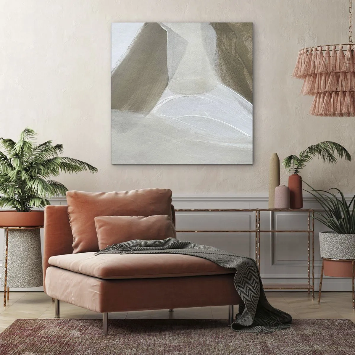 Quadro em tela - Uma onda de branco - 50x50 cm